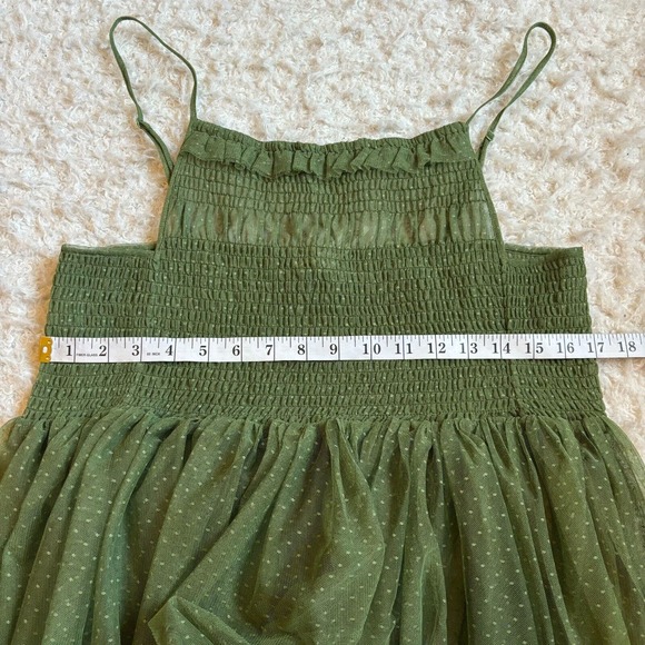 Free People Intimately Women's Large Can't Stop Won't Stop Green Mesh Slip Dress - Picture 10 of 13